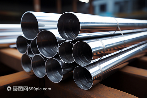 木桌上的钢管与圆钢 材质与用途的对比